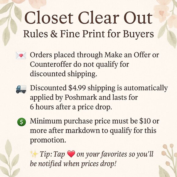 Closet Clear Out — Rules & Fine Print for Buyers - Picture 1 of 1